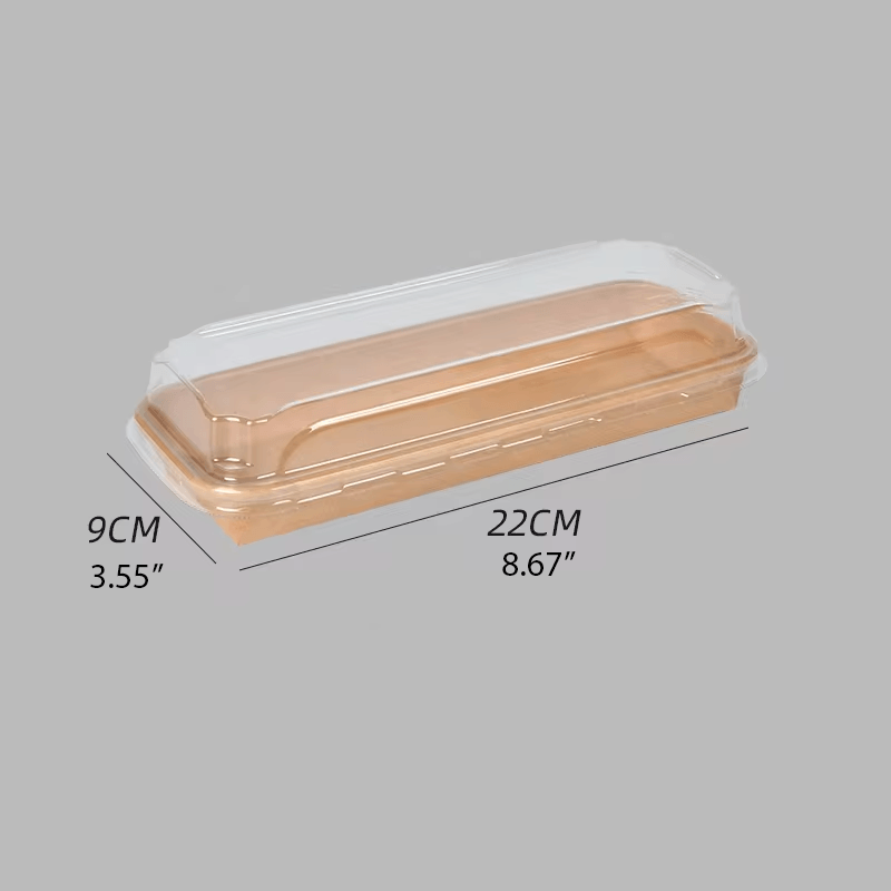1102 Kraft Paper Sushi Tray with Lids - 300 Sets