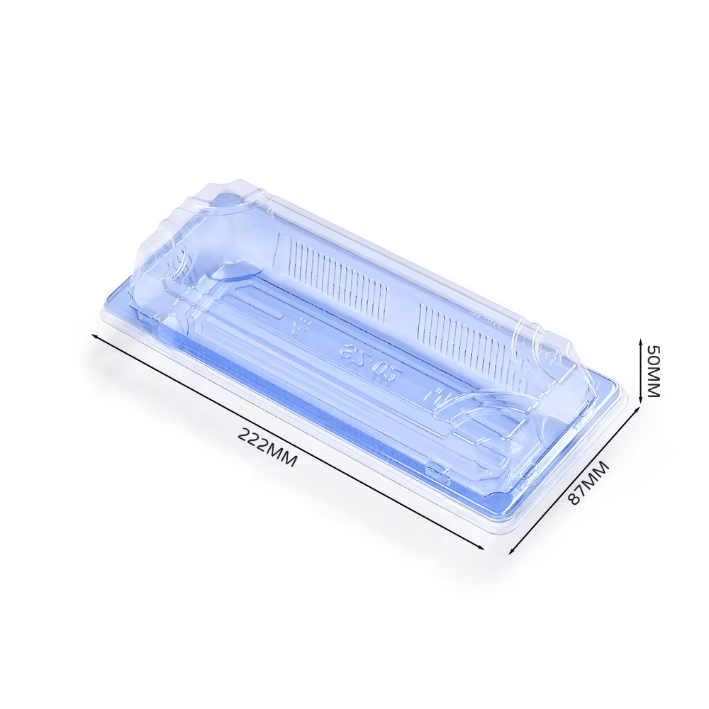 1102 Blue/Transparent Sushi Tray with Lids - 400 Sets