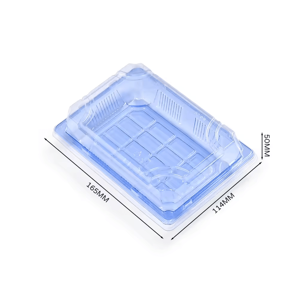 1103 Blue/Transparent Sushi Tray with Lids - 400 Sets
