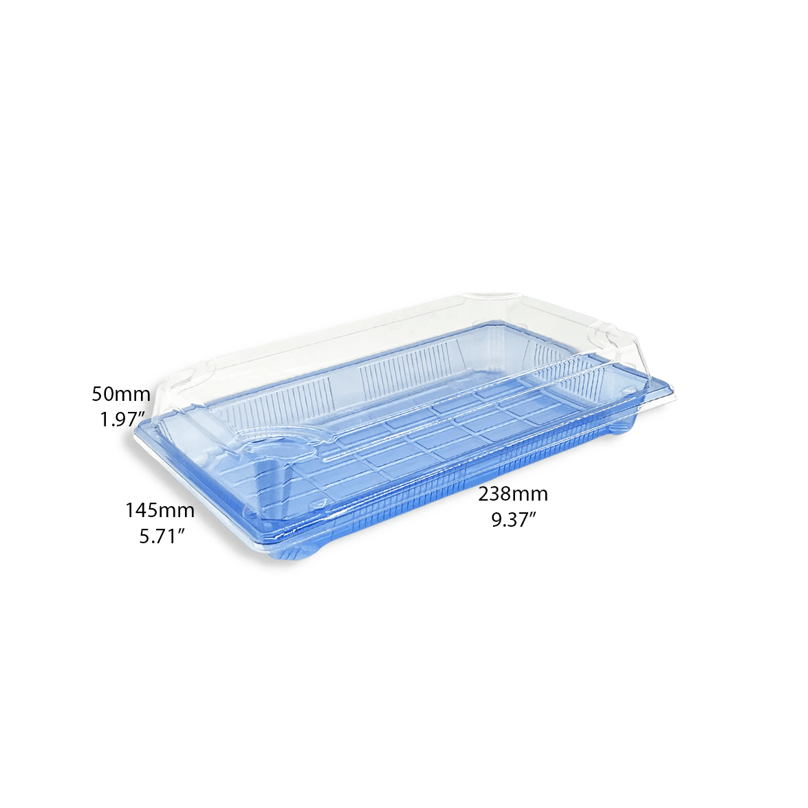 1109 Blue/Transparent Sushi Tray with Lids - 400 Sets