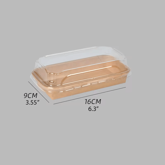 1101 Kraft Paper Sushi Tray with Lids - 400 Sets