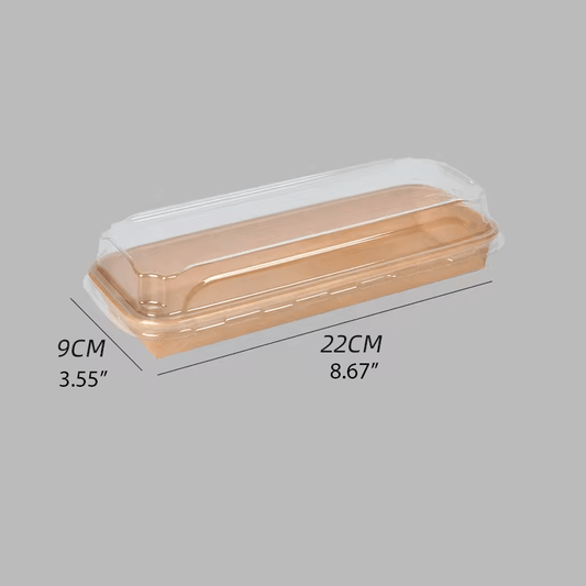 1102 Kraft Paper Sushi Tray with Lids - 300 Sets