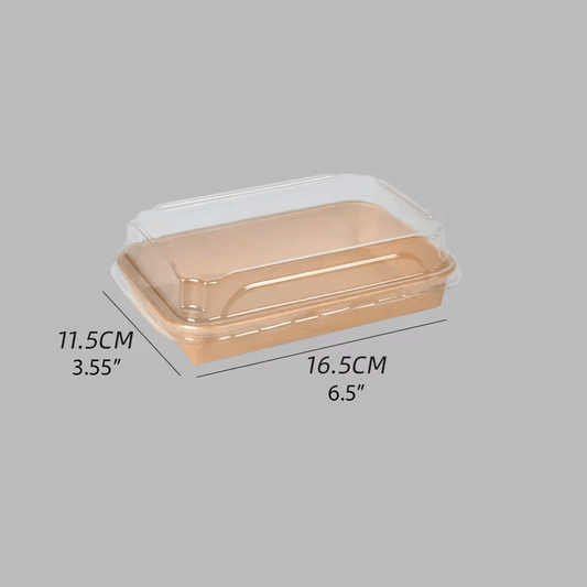 1103 Kraft Paper Sushi Tray with Lids - 300 Sets