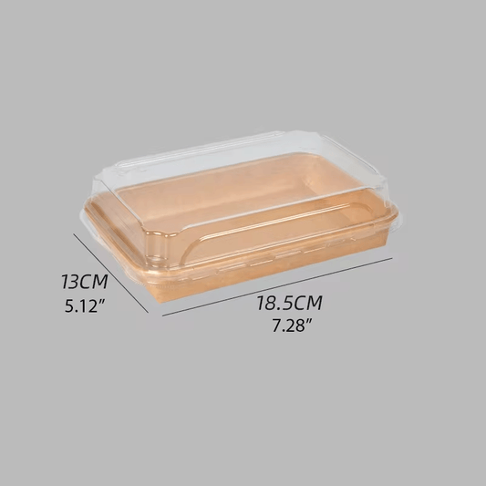 1105 Kraft Paper Sushi Tray with Lids - 300 Sets