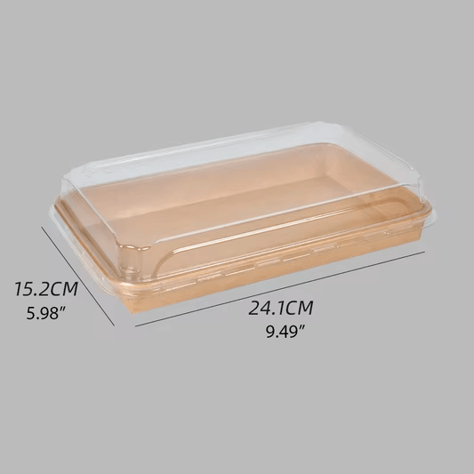 1109 Kraft Paper Sushi Tray with Lids - 200 Sets
