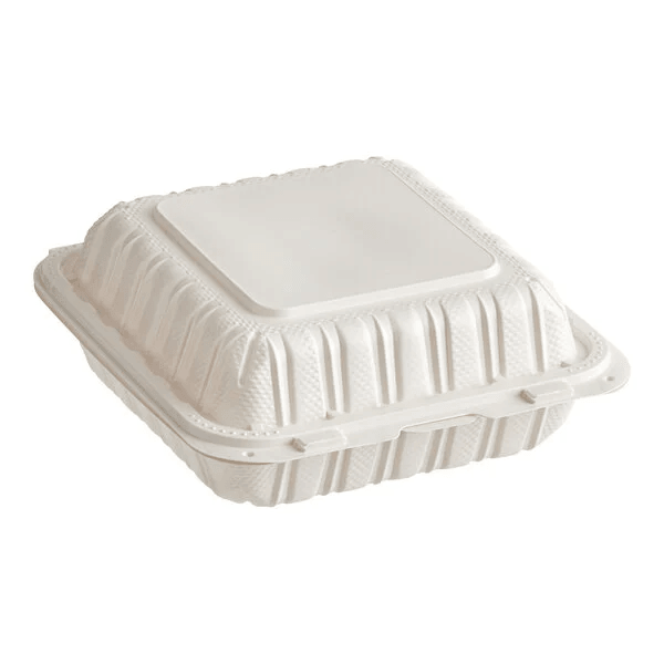 8x8 PP Clamshell Contaienr (3 Compartment) - 150PCS