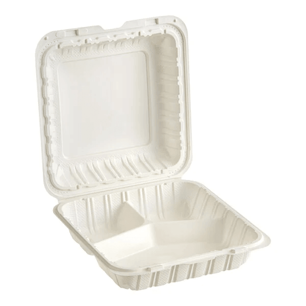 9x9 PP Clamshell Contaienr (3 Compartment) - 150PCS