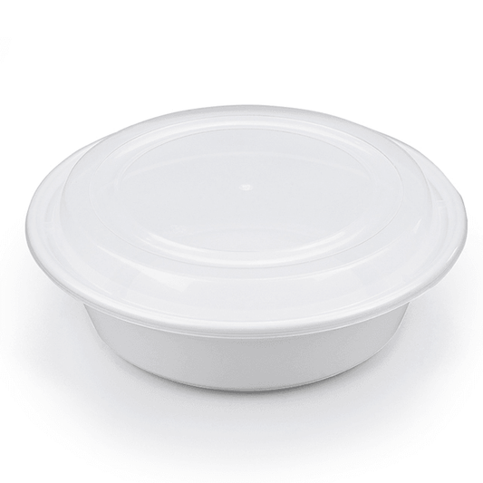 9" 48oz PP Shallow Container with Lids - 150 Sets