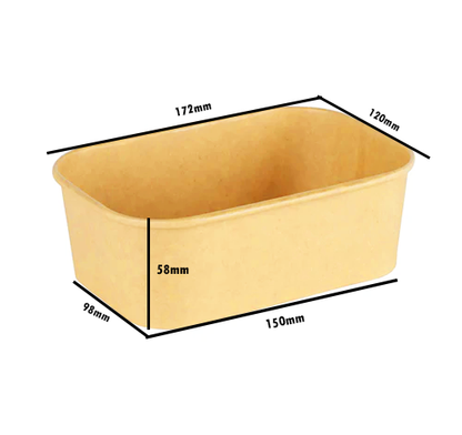 26oz Kraft Paper Rectangular Bowl - 300PCS
