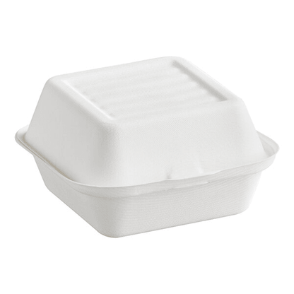 6x6" Sugarcane Clamshell Container - 500PCS