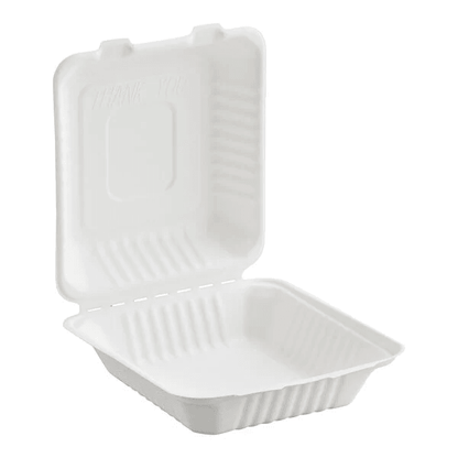 8x8 Sugarcane Clamshell Contaienr - 200PCS