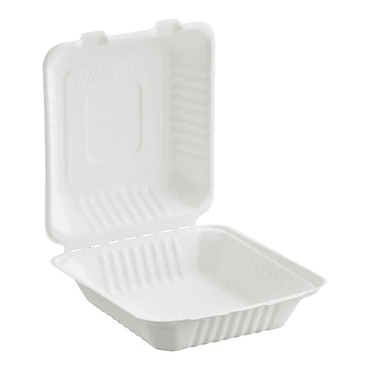 8x8 Sugarcane Clamshell Contaienr - 200PCS