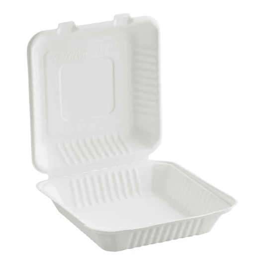 9x9 Sugarcane Clamshell Contaienr - 200PCS