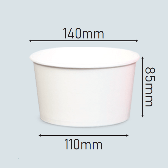 32oz White Paper Bowl (140mm) - 600PCS